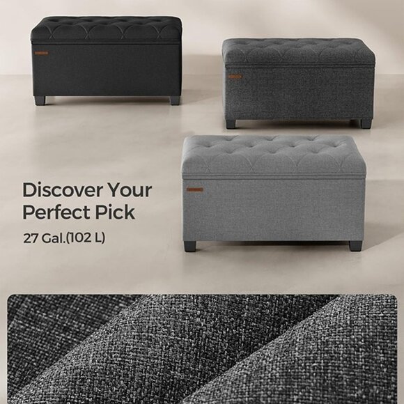 NEW Storage Ottoman Bench, Bench with Storage, for Entryway, Bedroom, - Picture 8 of 8